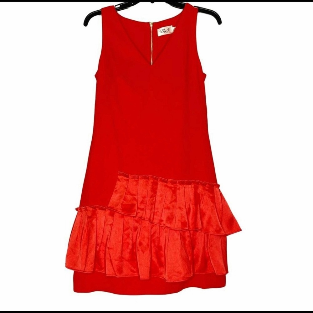 Eliza J Red Orange Sleeveless Ruffle Hem Dress